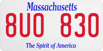 MA license plate 8UO830