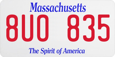MA license plate 8UO835