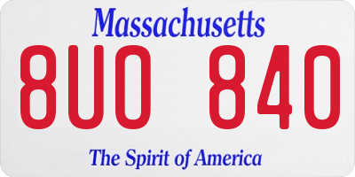 MA license plate 8UO840