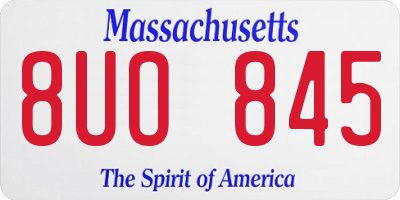 MA license plate 8UO845
