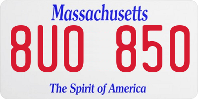MA license plate 8UO850