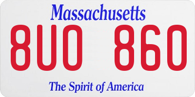 MA license plate 8UO860