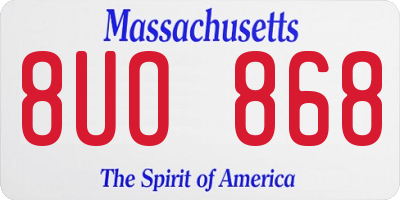 MA license plate 8UO868