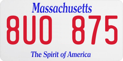 MA license plate 8UO875