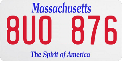 MA license plate 8UO876