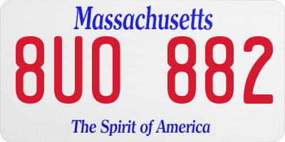 MA license plate 8UO882