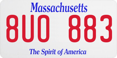 MA license plate 8UO883
