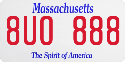 MA license plate 8UO888