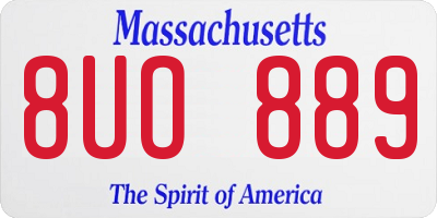 MA license plate 8UO889