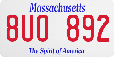 MA license plate 8UO892