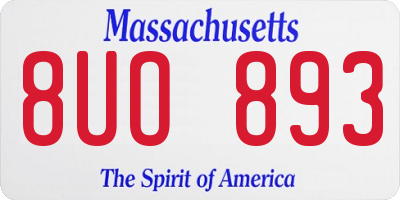 MA license plate 8UO893