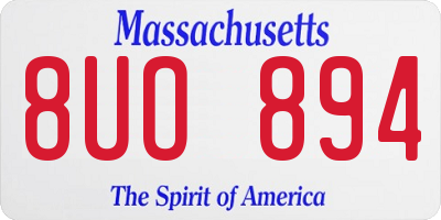 MA license plate 8UO894
