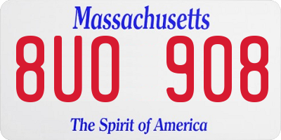 MA license plate 8UO908
