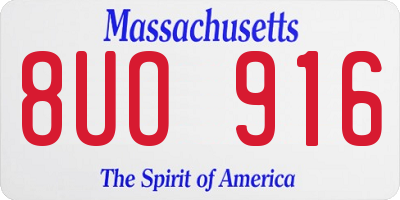 MA license plate 8UO916