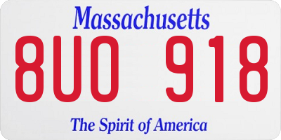MA license plate 8UO918