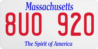 MA license plate 8UO920