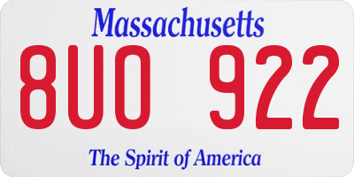 MA license plate 8UO922