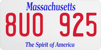 MA license plate 8UO925