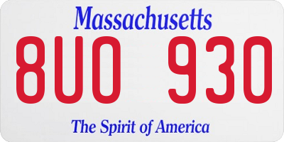 MA license plate 8UO930