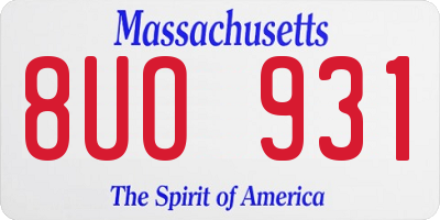 MA license plate 8UO931