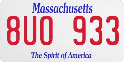 MA license plate 8UO933