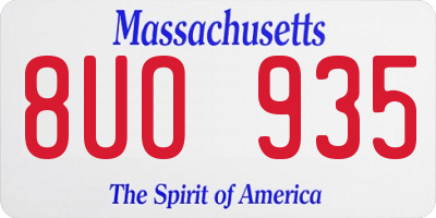 MA license plate 8UO935