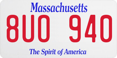 MA license plate 8UO940