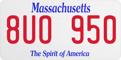 MA license plate 8UO950