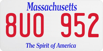 MA license plate 8UO952