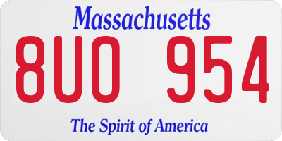 MA license plate 8UO954
