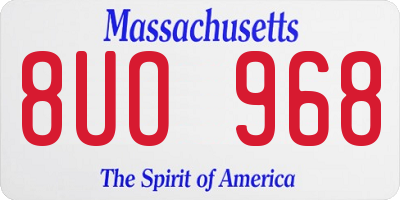 MA license plate 8UO968
