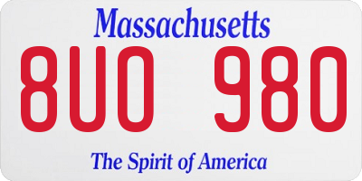 MA license plate 8UO980