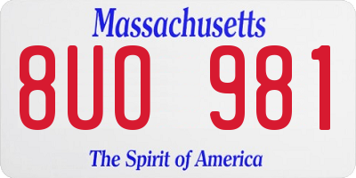 MA license plate 8UO981