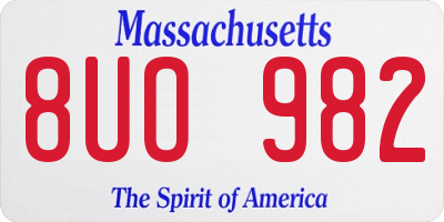 MA license plate 8UO982
