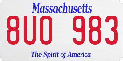MA license plate 8UO983