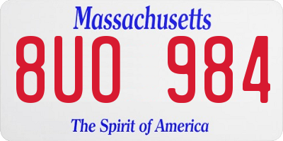 MA license plate 8UO984