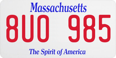 MA license plate 8UO985