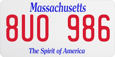 MA license plate 8UO986