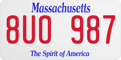 MA license plate 8UO987