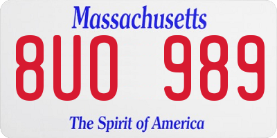 MA license plate 8UO989