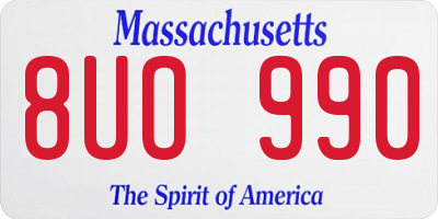 MA license plate 8UO990