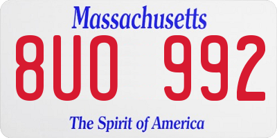 MA license plate 8UO992