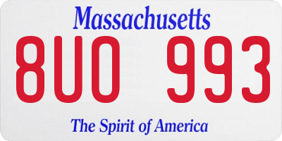 MA license plate 8UO993