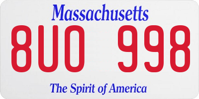 MA license plate 8UO998