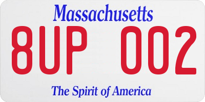 MA license plate 8UP002