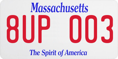 MA license plate 8UP003
