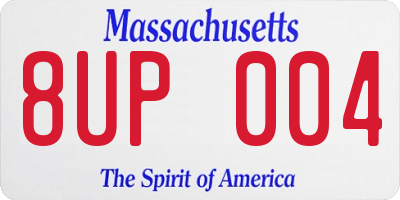 MA license plate 8UP004