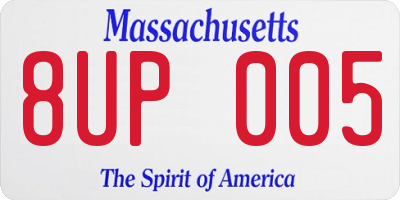 MA license plate 8UP005