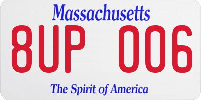 MA license plate 8UP006