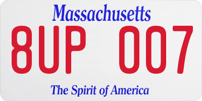 MA license plate 8UP007